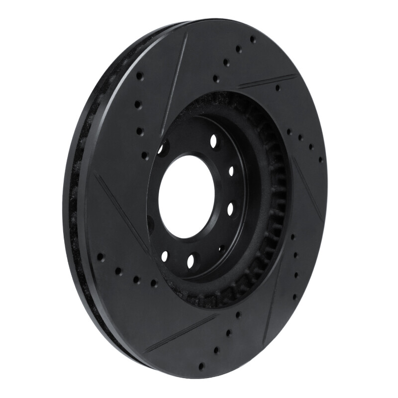 Mazda CX-7 Brake Rotor (1) - Front Right - R1 Concepts - Drilled & Slotted - Black - `07-`12